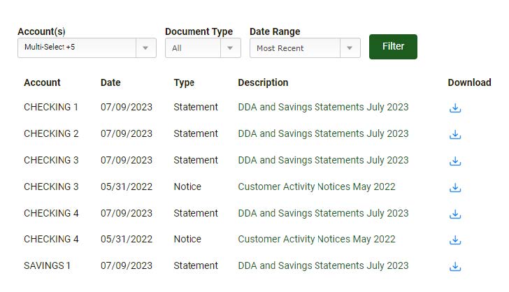 e-statement filtering example